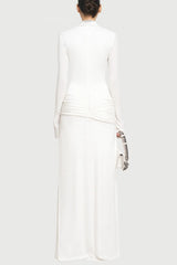 Alistair Shirt Collar Draped Maxi Dress - White