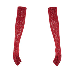 Belle red embellished midi dress (with gloves)