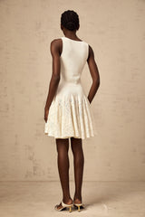 Éléonore white jacquard knit mini dress