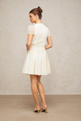 Maelle white flower-embroidery mini dress