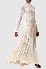Dodiya Wavy-pattern Lace Maxi Dress - White