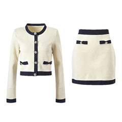 Émeline bow-detail knitted cardigan & skirt matching set