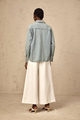 Flavie blue rhinestone-embellished denim shirt