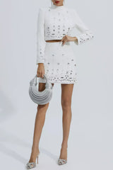 Deirdre Diamante Embellished Two Piece Set - White