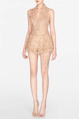 Barron Lace Jacquard Fringe Jumpsuit