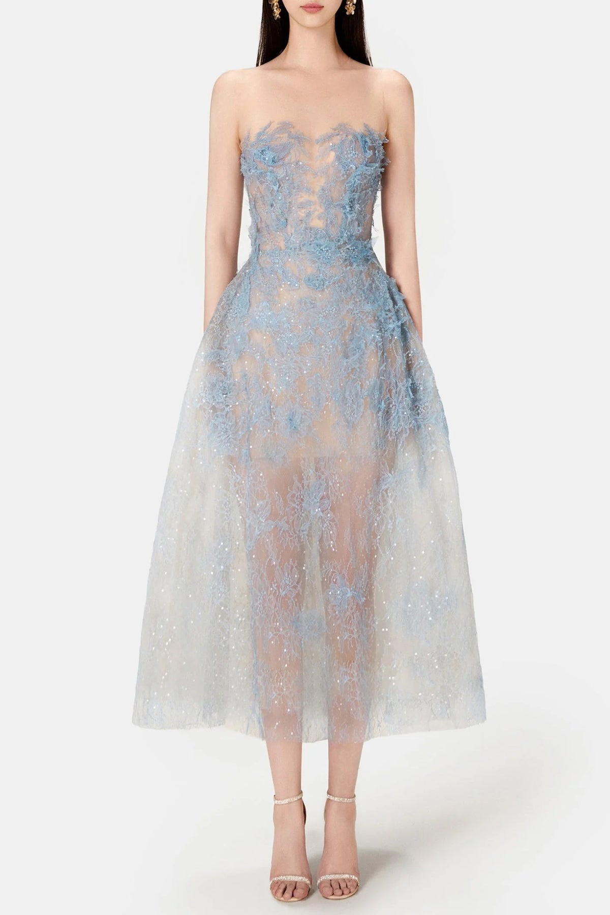 Batya Lace Sleeveless Midi Dress - Blue