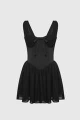 Doers Bow Ruched Mini Dress