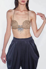 Bakir Crystal Spiral Bra - Gold