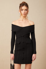 Alice off-shoulder ribbed-knit mini dress