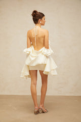 Fleur floral cold-shoulder ruffled mini dress