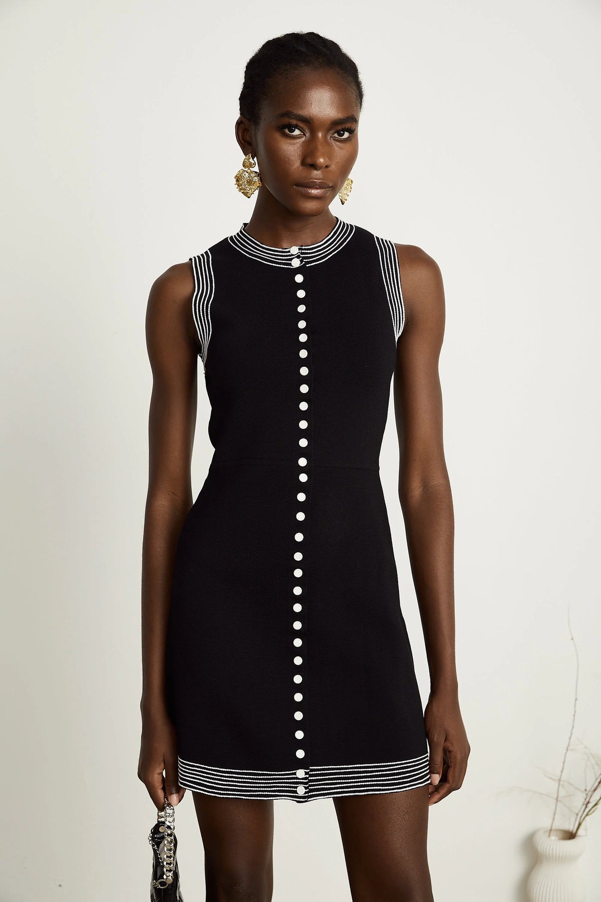 Colette contrasting-trim knitted mini dress