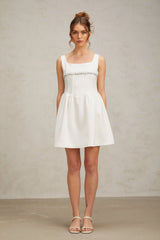 Flavia white crystal-embellished mini dress