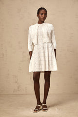 Esmée white ruffled knitted cardigan