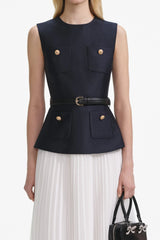 Kayele Sleeveless Belted Chiffon Midi Dress