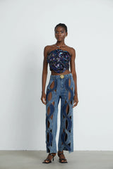 Blanche high-waist cut-out jeans