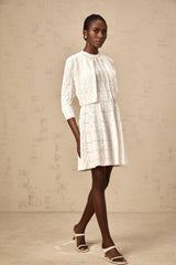 Esmée white ruffled knitted cardigan