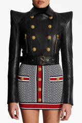Izaiah Cropped Leather Jacket