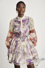 Margaux floral-print shirt & skirt matching set