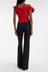 Careaga Asymmetrical Off Shoulder Top - Red