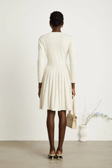 Bérengère white knitted pleated mini dress