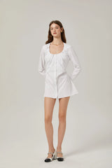 Dina pleat-detail shirt dress