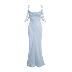 Capri floral-straps satin maxi dress
