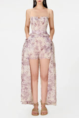Abetzi Floral Embroidered Shorts & Maxi Dress Set - Purple