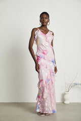 Lorenza floral jacquard ruffled maxi dress