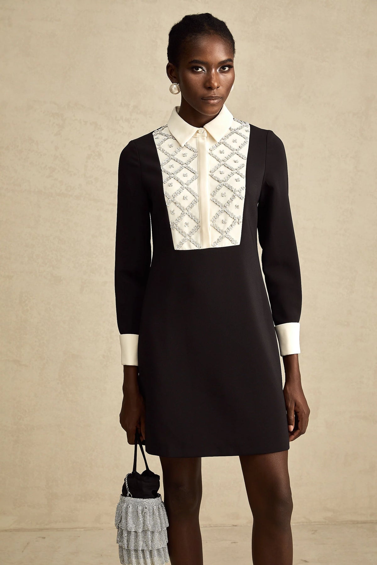 Esmée contrast-color embellished mini dress