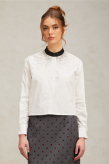 Angélique white crystal-embellished shirt