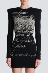 Choca Letter Embroidery Mini Dress