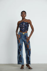 Blanche high-waist cut-out jeans