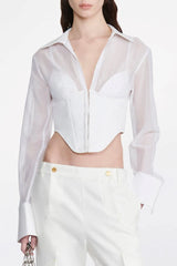 Delaney Grid Corset Shirt - White