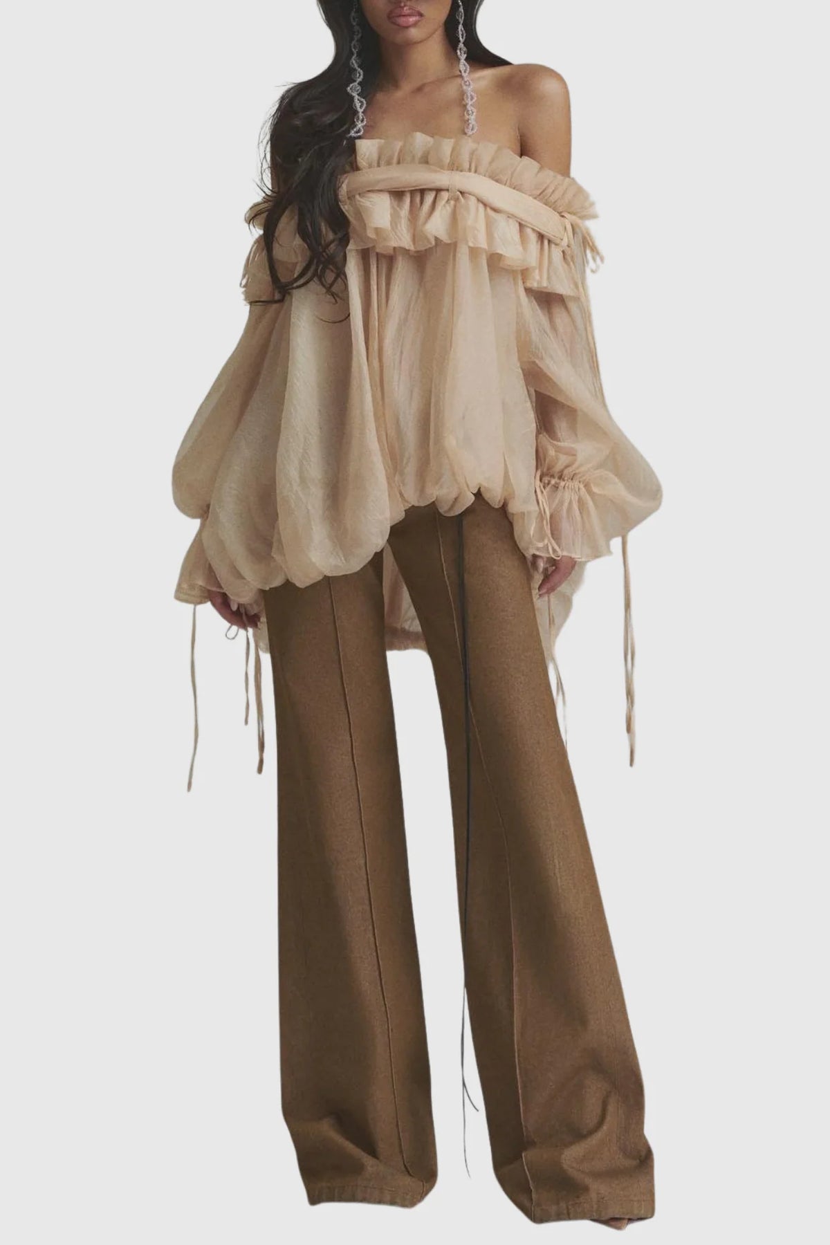 Brandlyn Off Shoulder Chiffon Ruffle Top