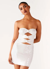 Clyra Sequin Mini Dress - Ivory
