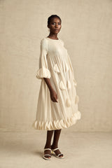 Alizée 3d-petal pleated midi dress