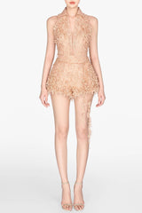 Barron Lace Jacquard Fringe Jumpsuit