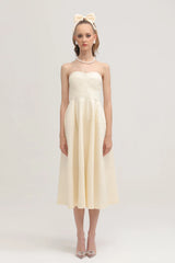 Cortny bustier-style pleated midi dress
