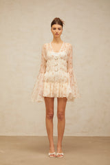 Airelle floral-print sheer flared mini dress