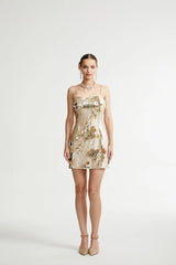 Arianwen gold reversible mini dress