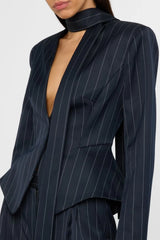 Hibyl Pinstripe Scarf Blazer