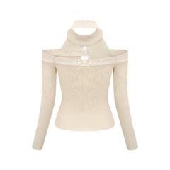 Aladdin-rollneck cut-out knitted top