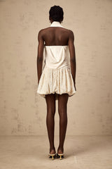 Maeva white halterneck floral-appliqué top