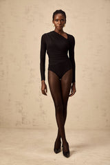 Fachtna black split asymmetric bodysuit