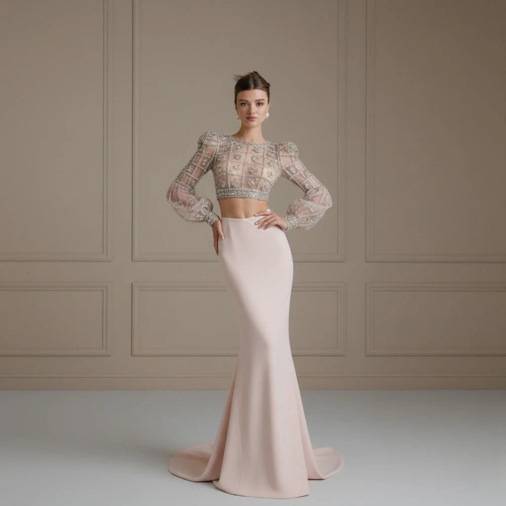 Embellished Crystal Mesh Couture Dress