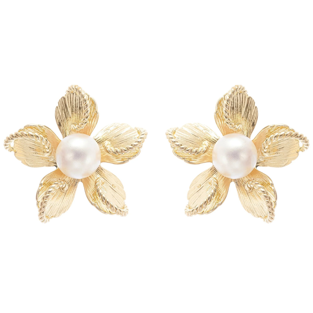 Jeanne floral faux-pearl stud earrings