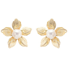 Jeanne floral faux-pearl stud earrings