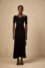 Laetitia black studded knit midi dress