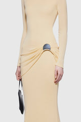Betsey Dreaped Metal Embellished Maxi Dress - Yellow