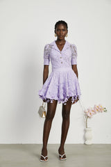 Lisette faux-floral embellished top & skirt matching set